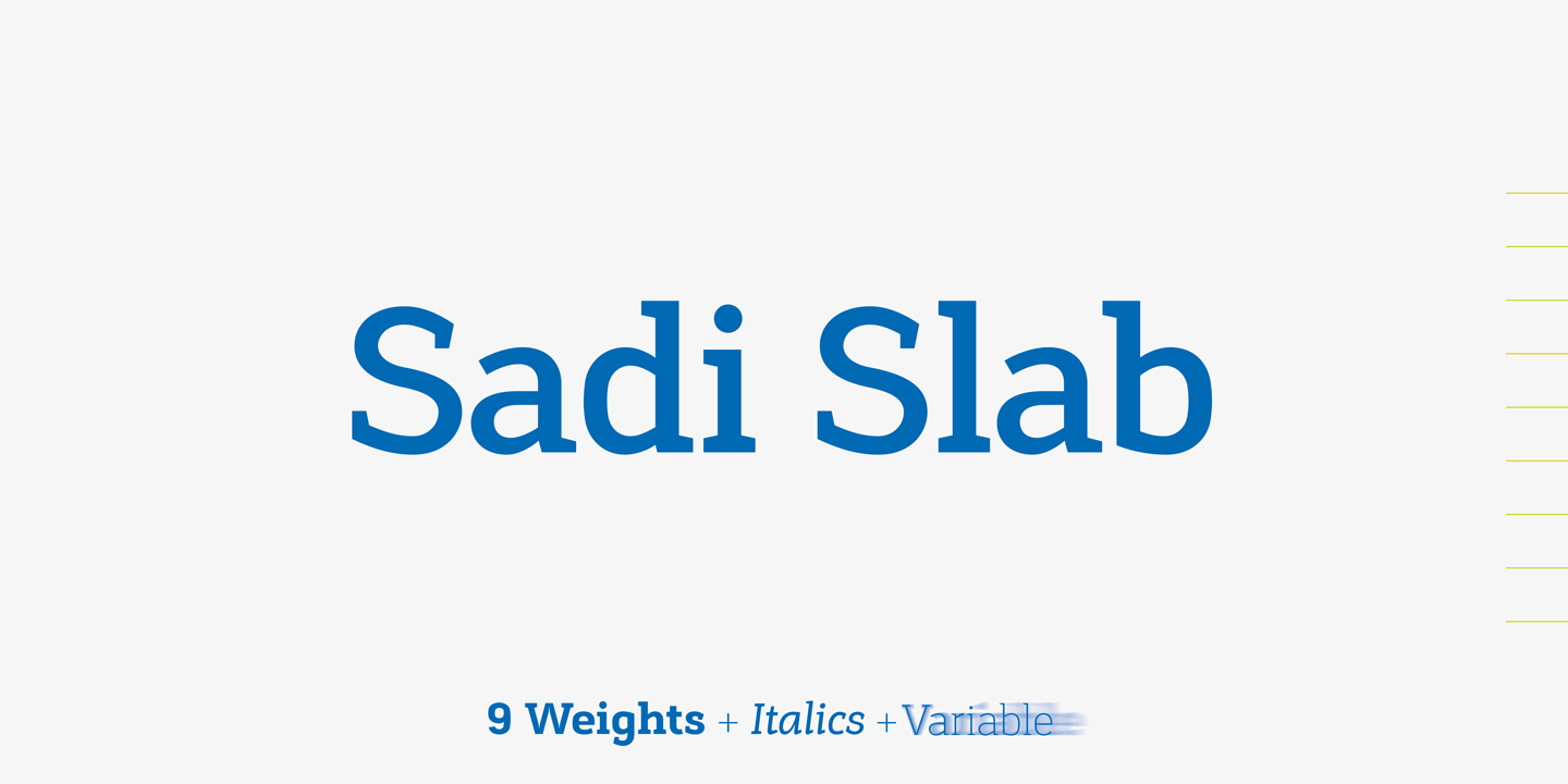 Ejemplo de fuente Sadi Slab Variable Italic